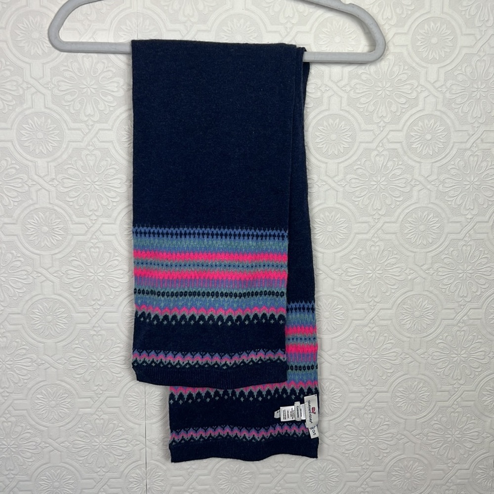 Vineyard Vines‎ 100% Cashmere Scarf Pink Luxury Winter Fall Navy Blue Scarves